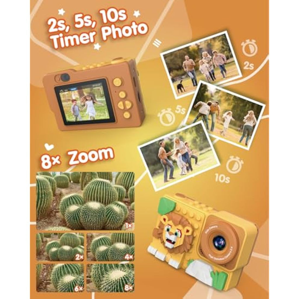 Kizeefun Kids Digital Camera – Building Block Toy with 32GB SD Card