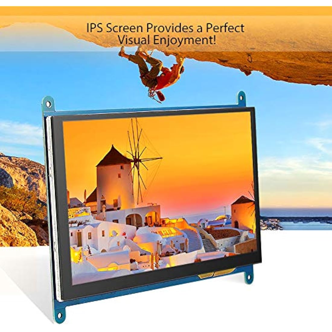 ELECROW 7-Inch IPS Touchscreen Monitor | 1024x600 for Raspberry Pi 5/4