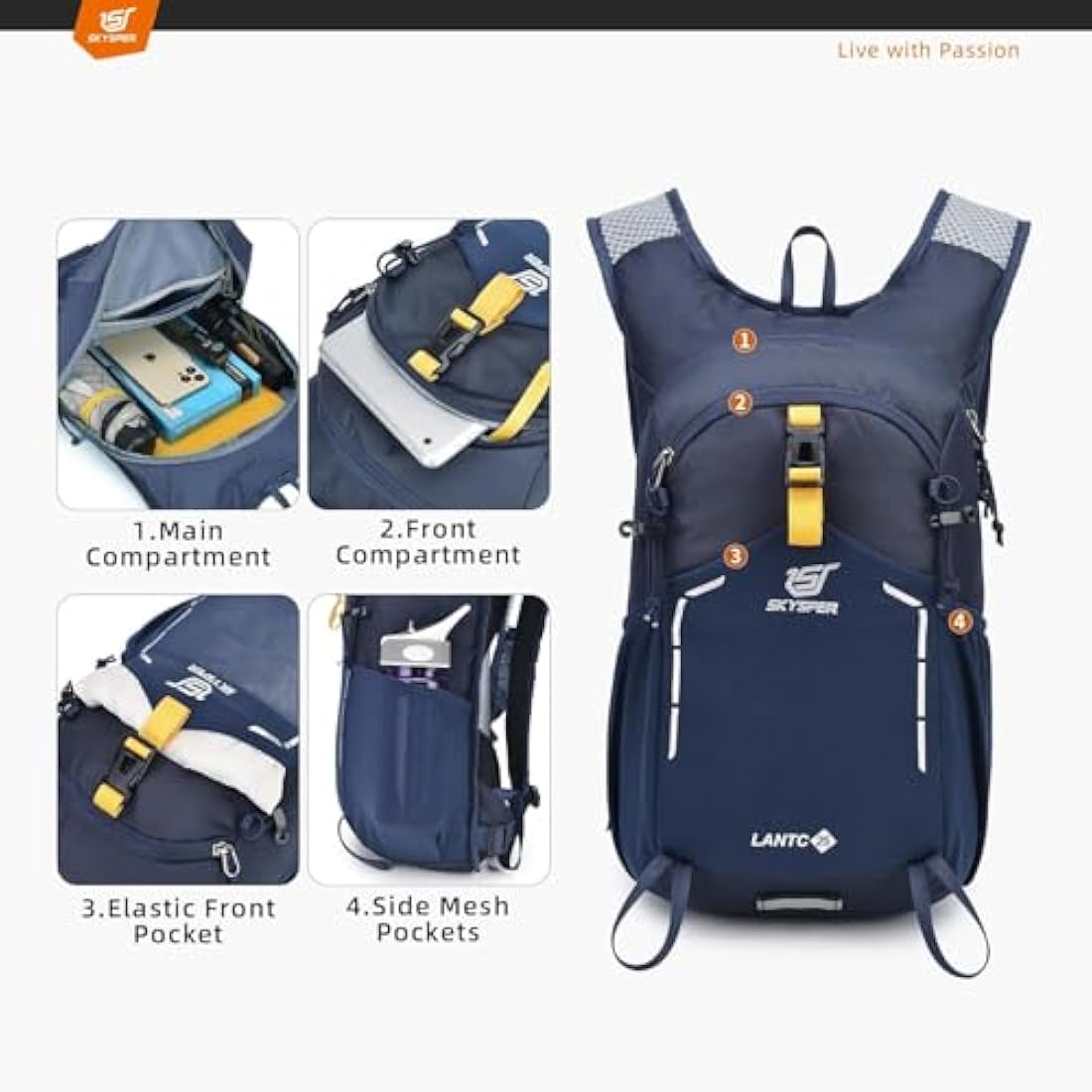 SKYSPER 15L Hiking Backpack – Lightweight Water Resistant Daypack