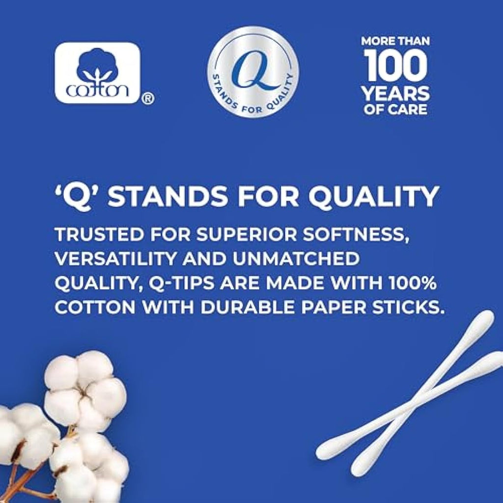 Q-Tips Cotton Swabs – 100% Pure Cotton Buds for Beauty & Hygiene, 625 Ct