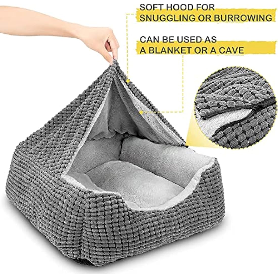 JOEJOY Orthopedic Hooded Dog Bed – Luxury Washable Pet Cave Bed