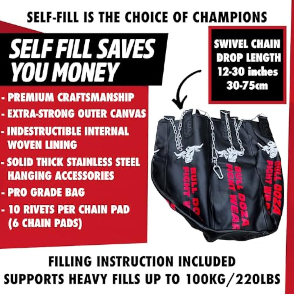 Bull Doza Bullet Punch Bag | 100kg Heavy-Duty Self-Fill Boxing Bag