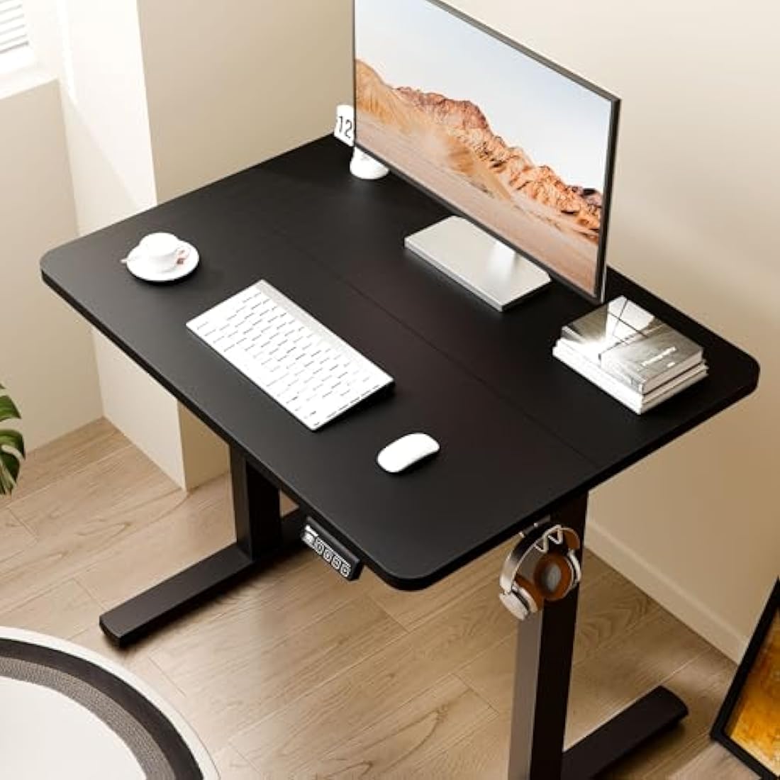 ERGOMAKER Electric Standing Desk - 80x60cm Sit Stand Desk, Black Frame