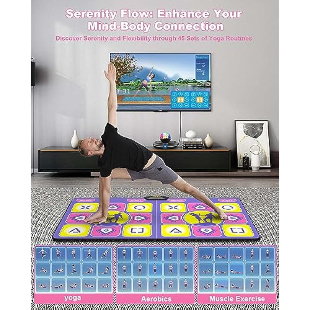 Acelufly Double Dance Mat with HD Camera – Wireless Fitness Pad (Purple)