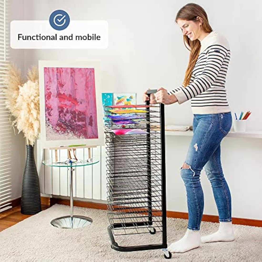 Jolof Store Art Drying Rack – 25 Removable Shelves Mobile Metal Rack