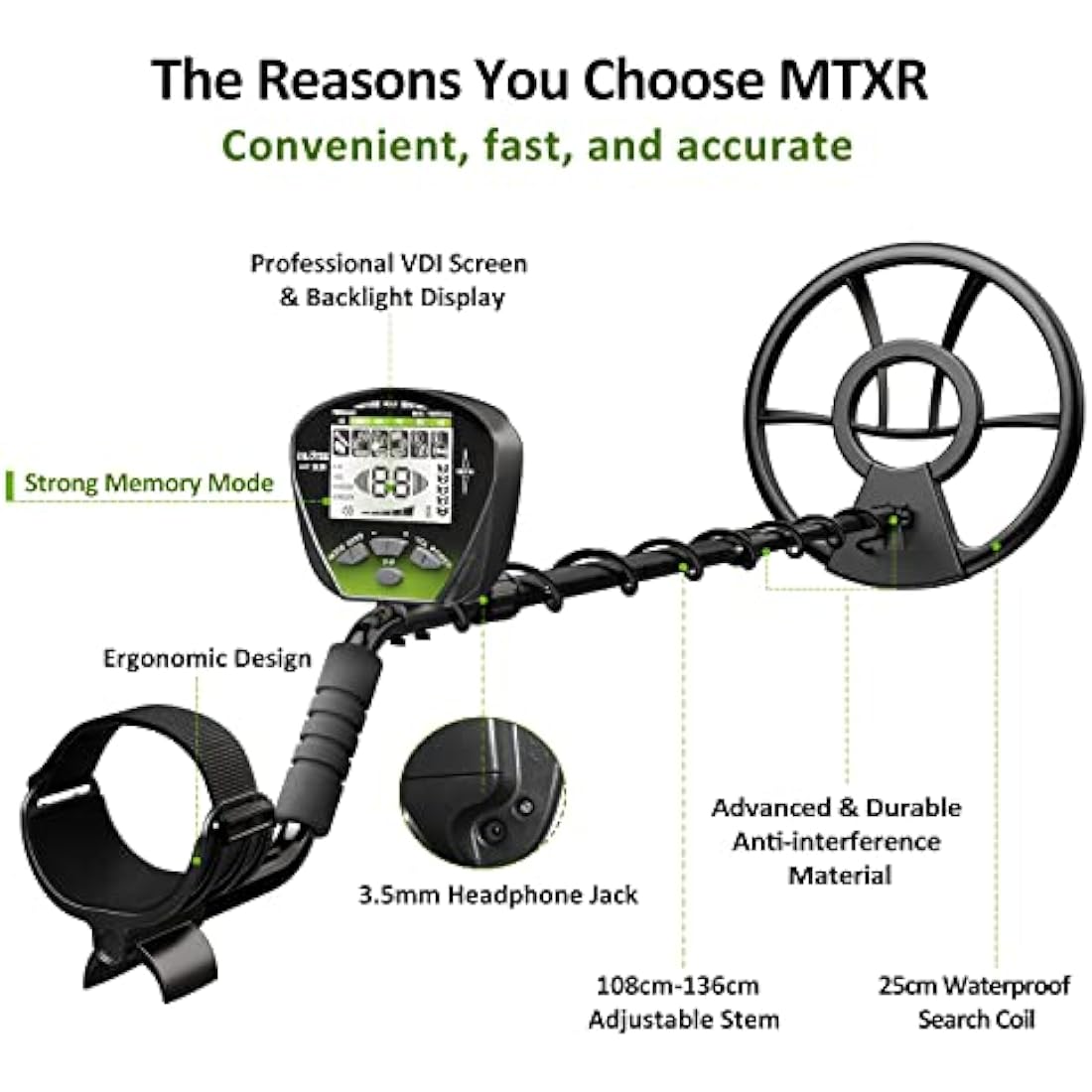 DR.ÖTEK Metal Detector for Adults – IP68 Waterproof with LCD Display