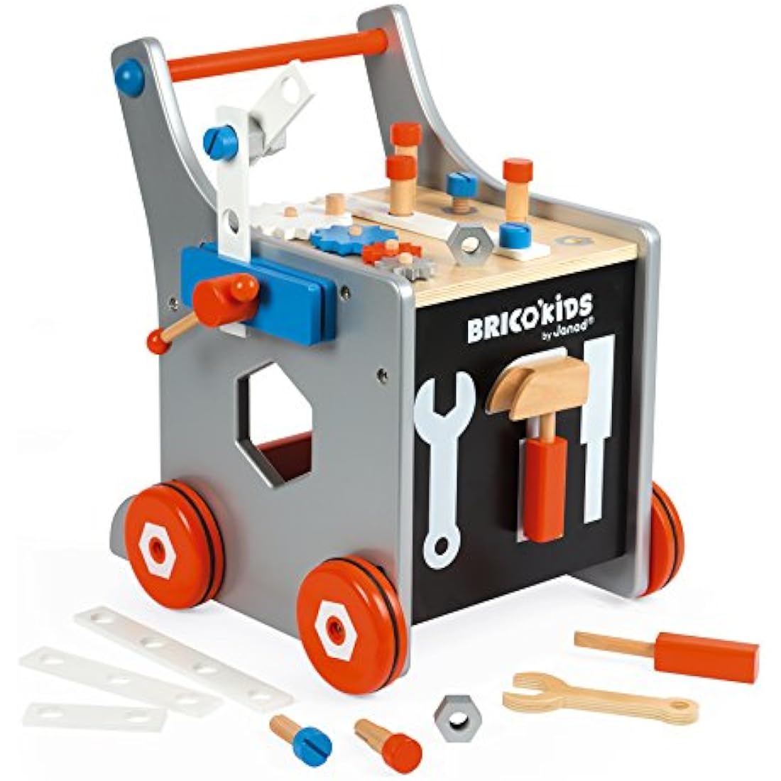 Janod Brico'Kids Wooden DIY Trolley - Magnetic Pretend Play Tool Set