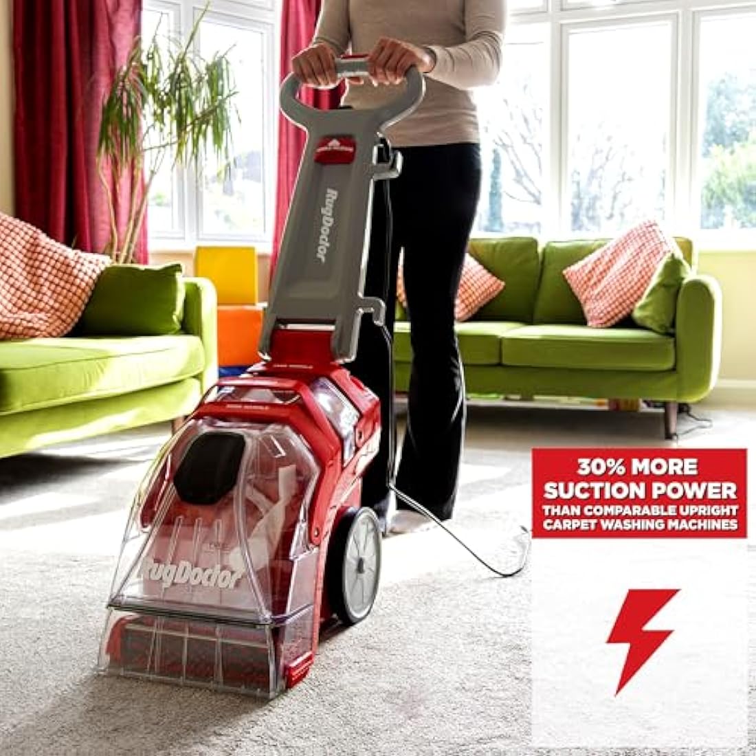 Rug Doctor Deep Carpet Cleaner – 1300W Powerful Suction – Red/Grey