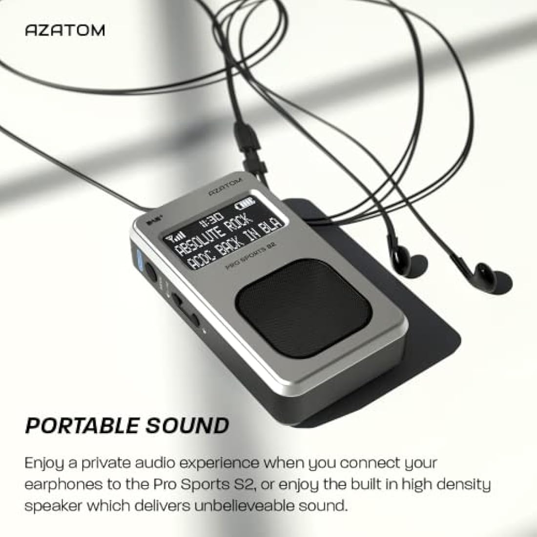 Azatom Pro Sports S2 Portable DAB/DAB+ & FM Radio with Earphones - Silver