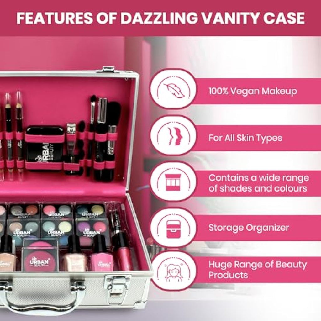 Love Urban Beauty 60-Piece Vegan Makeup Set – Silver Travel Case