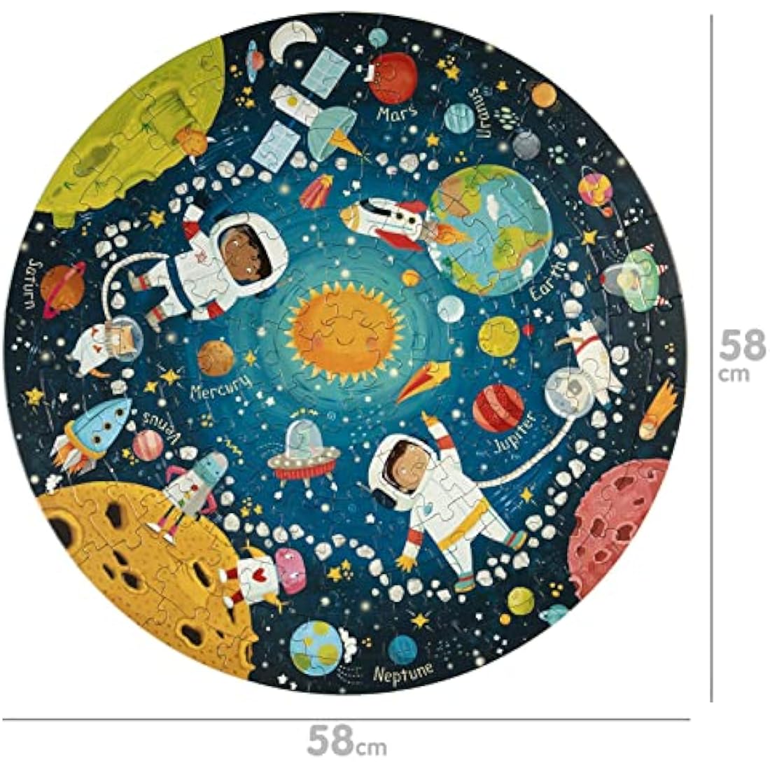 Boppi 150 Piece Round Space Jigsaw Puzzle for Kids – Recycled Card