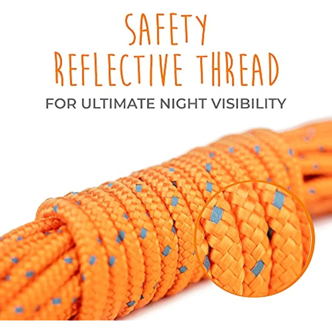 Mighty Paw 30ft Dog Training Lead – Reflective Climbers' Rope (Orange)