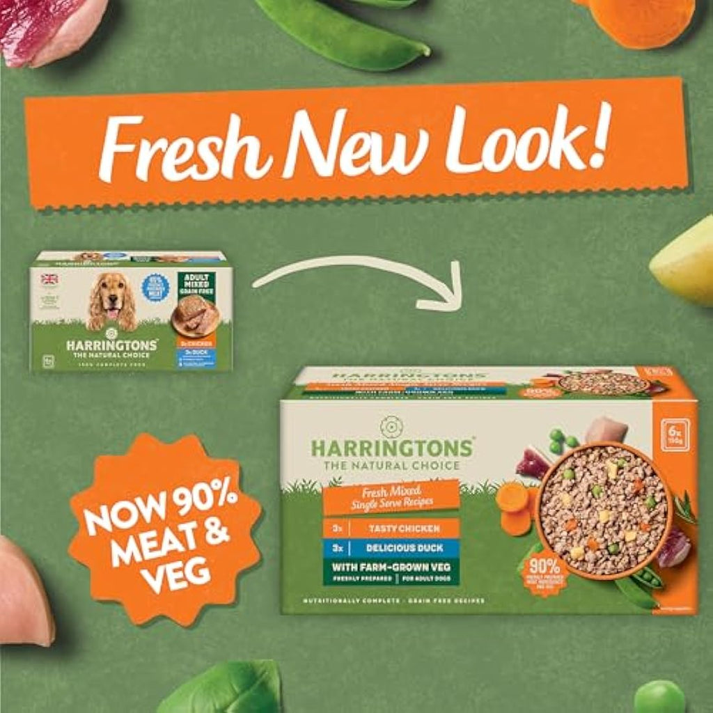 Harringtons Grain Free Wet Dog Food Mixed Pack - Chicken & Duck 6x150g