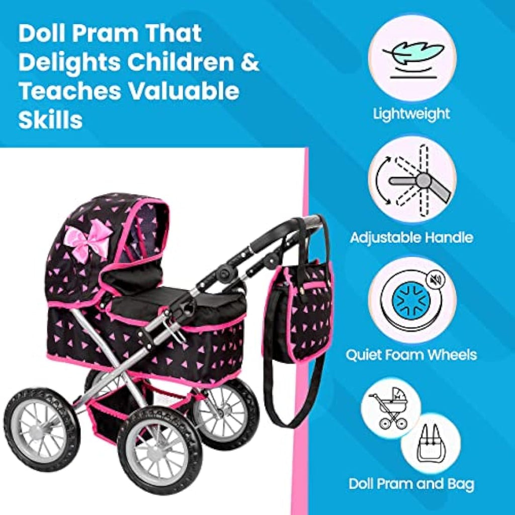 Kinderplay Doll Pram – Toy Stroller with Adjustable Handle (KP0261R)