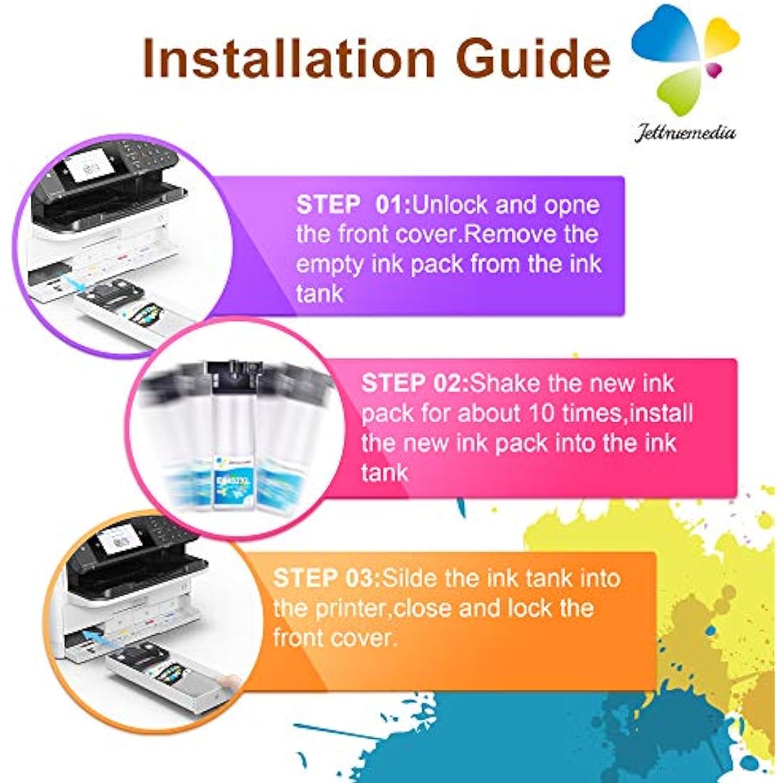 Jettruemedia T9451-T9454 Ink Cartridges for Epson WorkForce Pro (4-Pack)