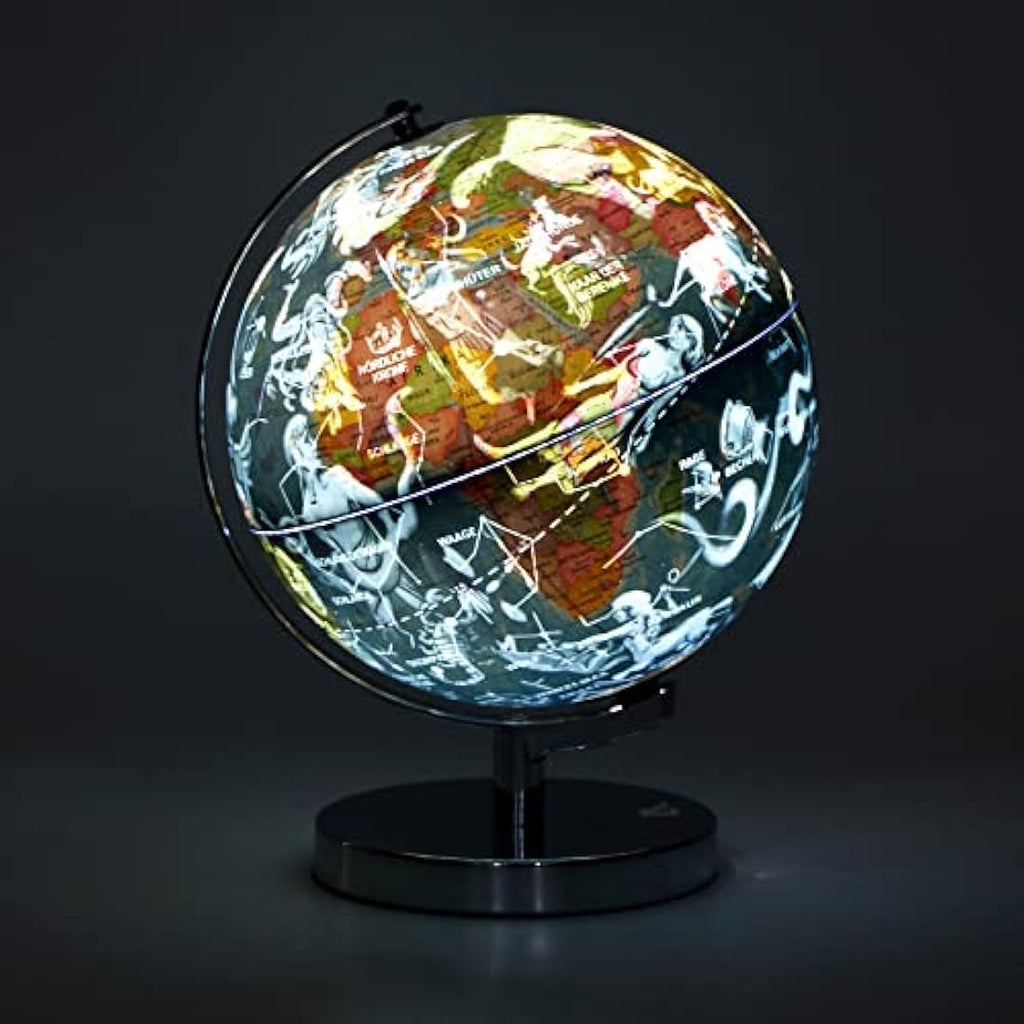 23cm Illuminated LED World Globe – Constellation Map