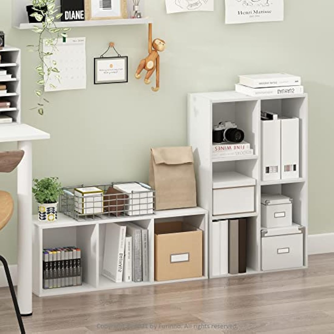 Furinno Luder 5-Cube Open Storage Shelf – White Composite Wood Unit