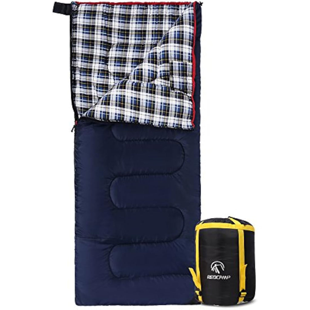 REDCAMP Cotton Flannel Sleeping Bag – 3-Season Warm Adult Envelope
