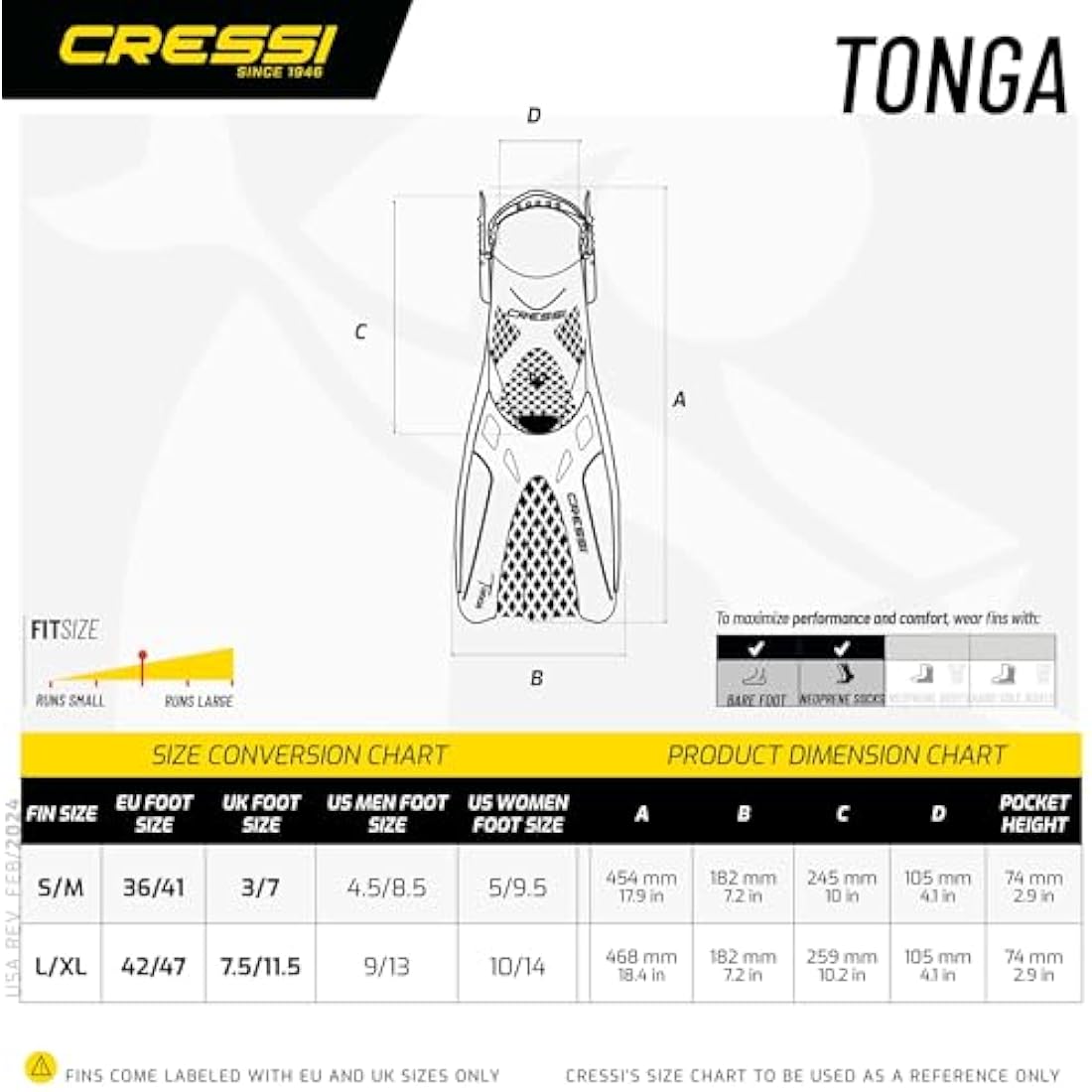 Cressi Tonga Snorkel Set – Full Face Baron Mask and Adjustable Fins