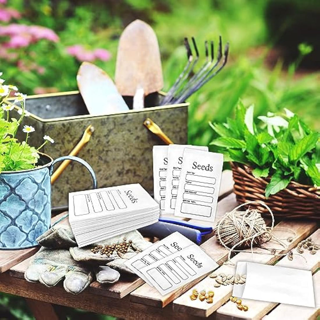 100Pcs White Seed Envelopes | Self-Adhesive Kraft Coin Packets
