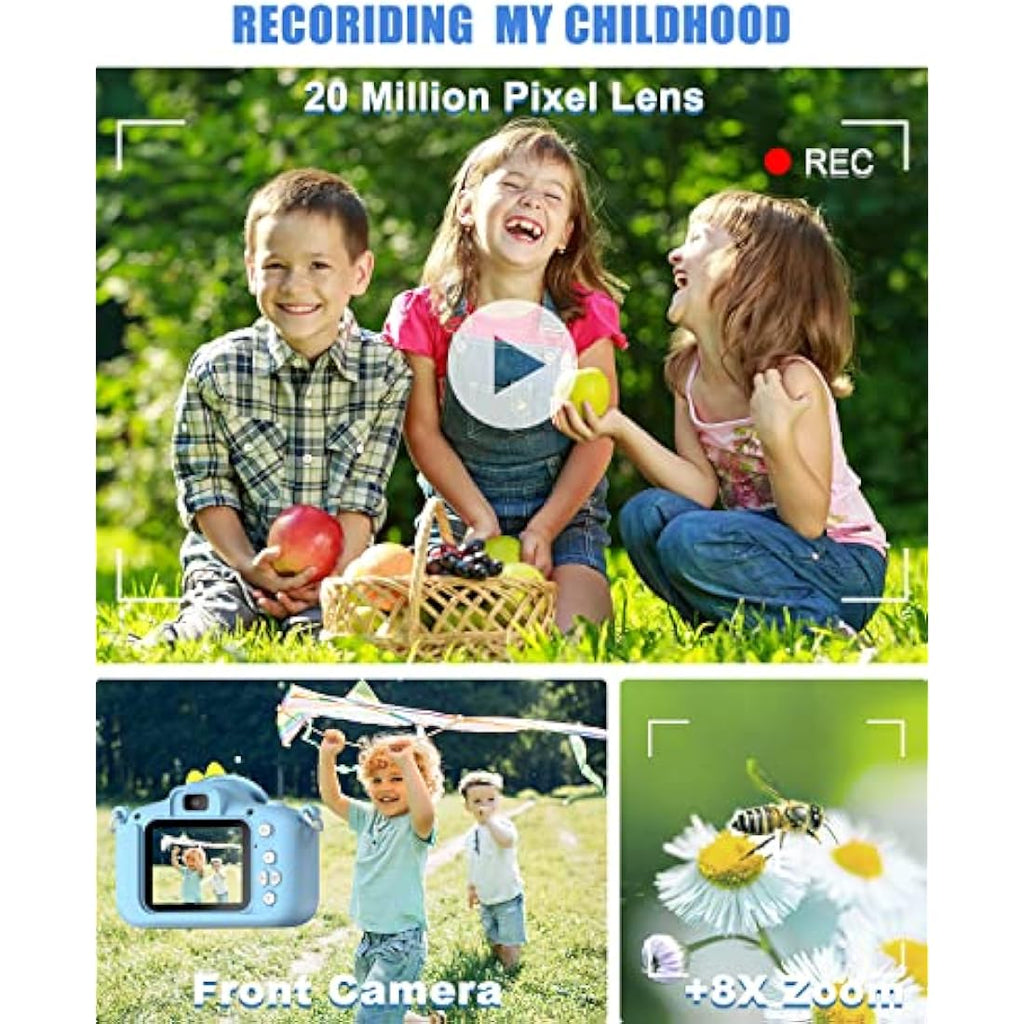 Hangrui Kids Digital Camera – 20MP Dual Lens 1080P Video Toy with 32GB Card