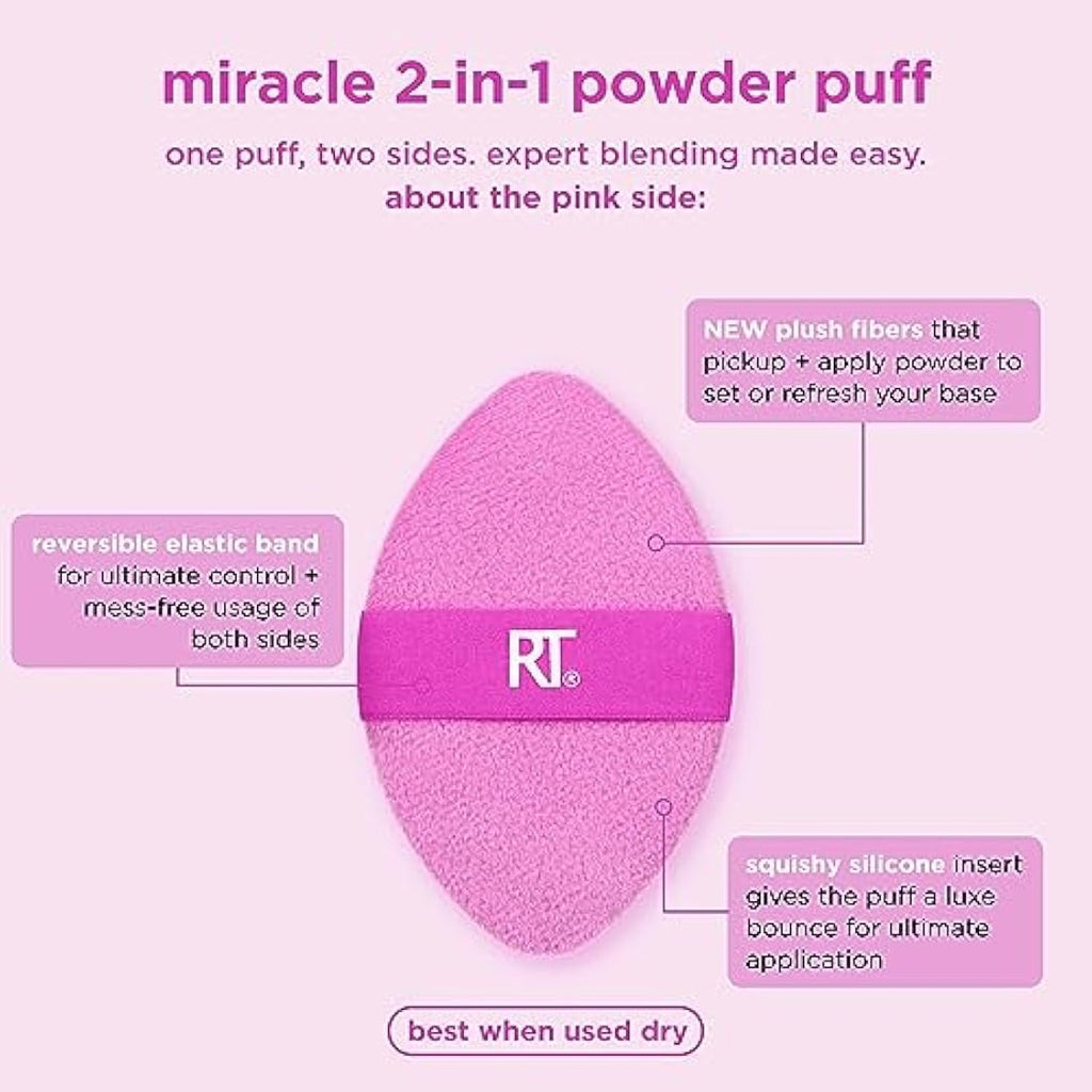 Real Techniques Miracle 2-In-1 Powder Puff – Dual-Sided, 2 Count