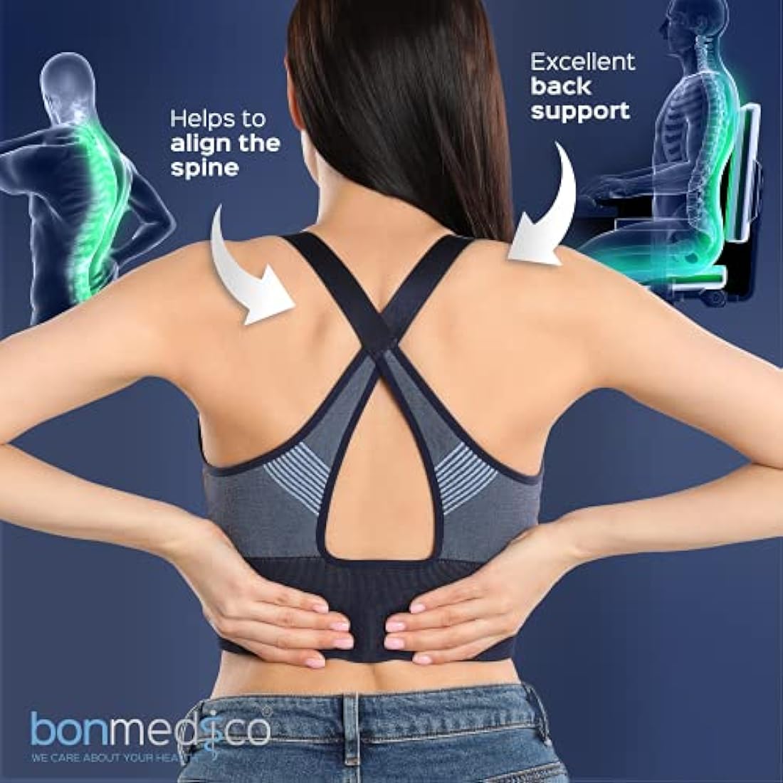 bonmedico Memory Foam Seat Cushion - Coccyx Pain Relief for Office & Car