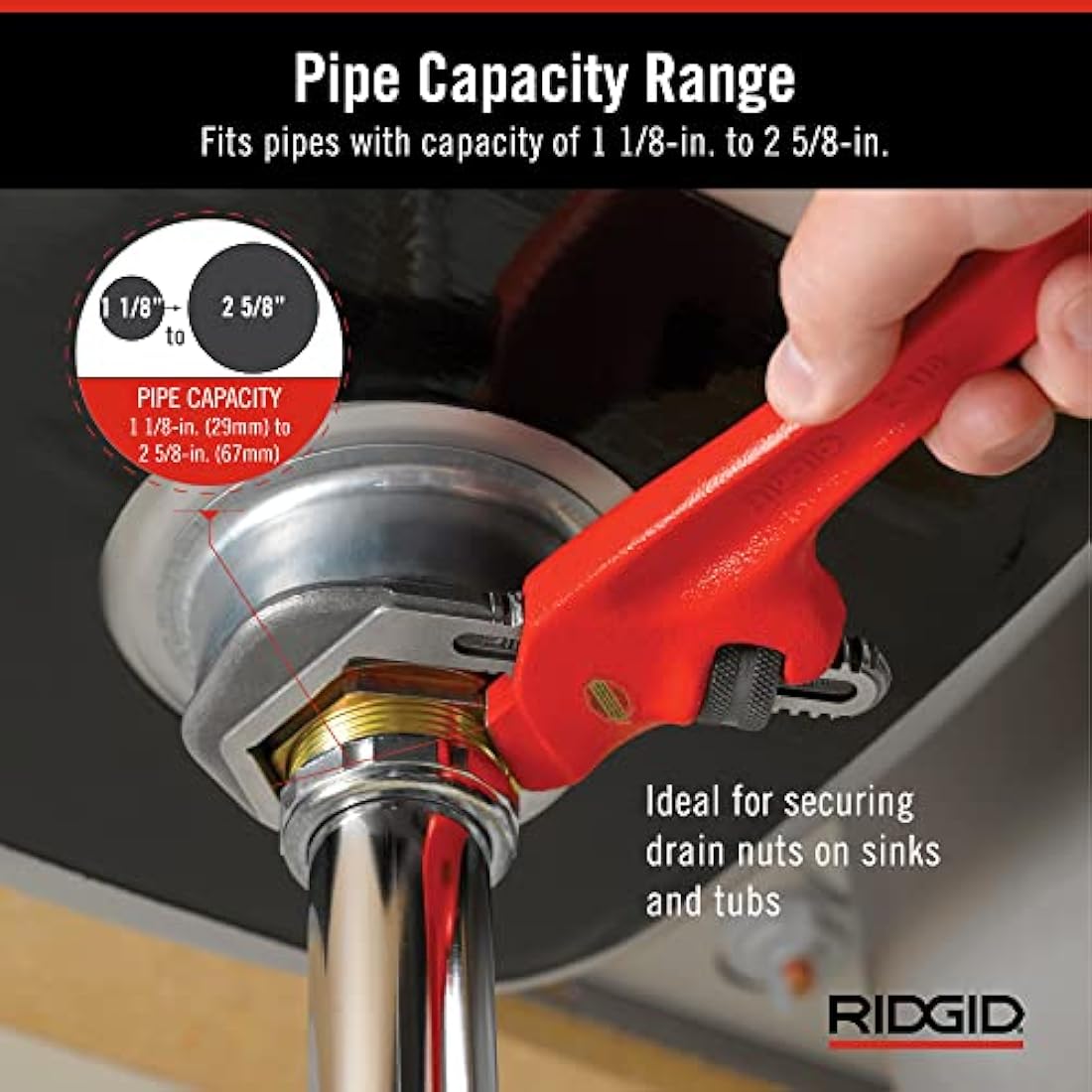 RIDGID E-110 Offset Hex Wrench – 9.5-Inch Plumbing Wrench for Nuts