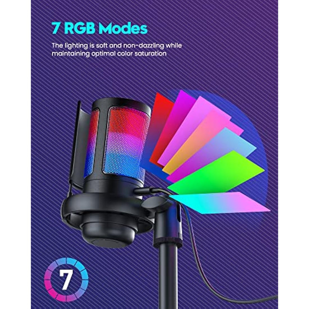 COCONISE USB Gaming Microphone | RGB Condenser Mic with Mute & Tripod