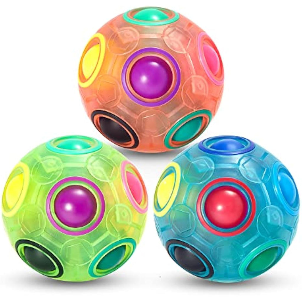 Vdealen Magic Rainbow Puzzle Ball – 3D Fidget Brain Teaser Toy, 3 Pack