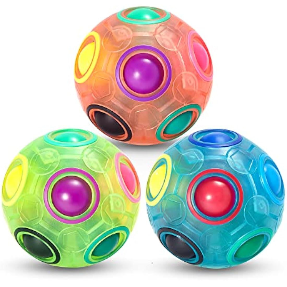 Vdealen Magic Rainbow Puzzle Ball – 3D Fidget Brain Teaser Toy, 3 Pack