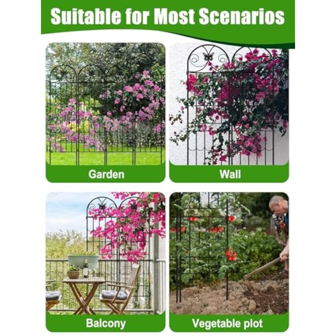 2.2M Garden Trellis | 4 Pack Rustproof Metal Plant Support
