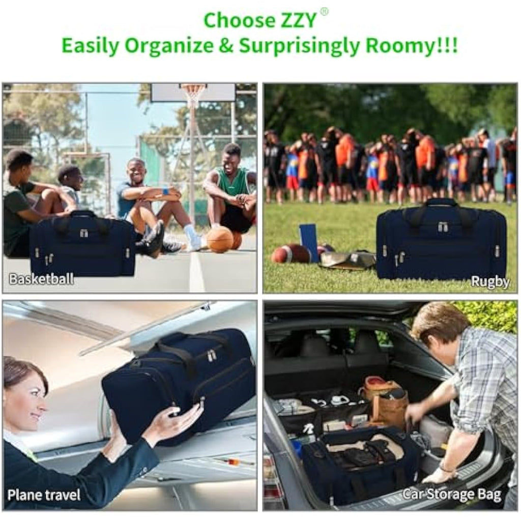 Jolof Store Sport Gym Duffel Bag | 40L Navy Blue Weekender Holdall