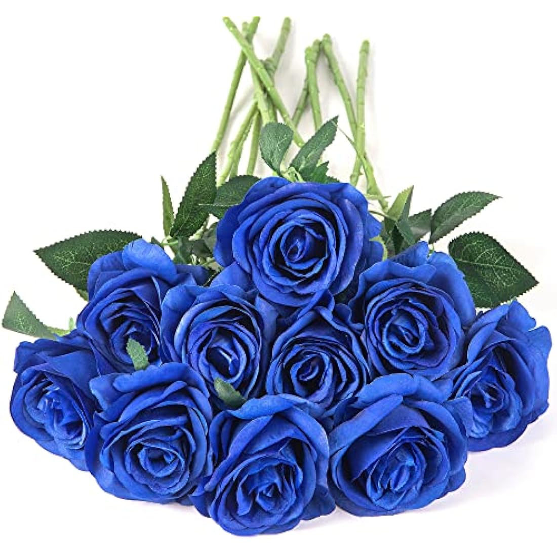 Royal Blue Silk Roses – 10pcs Artificial Long Stem Flowers