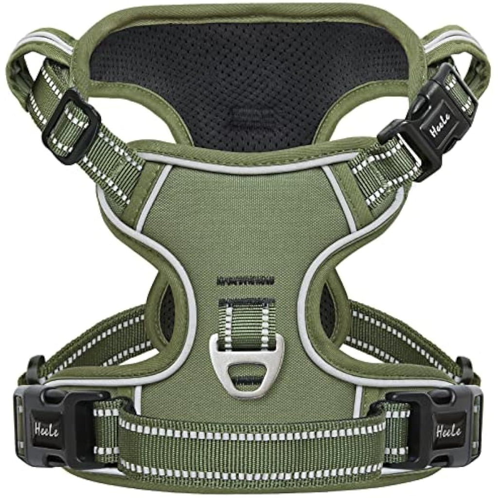 HEELE No Pull Dog Harness | Reflective Padded Adjustable Vest - Green, XS