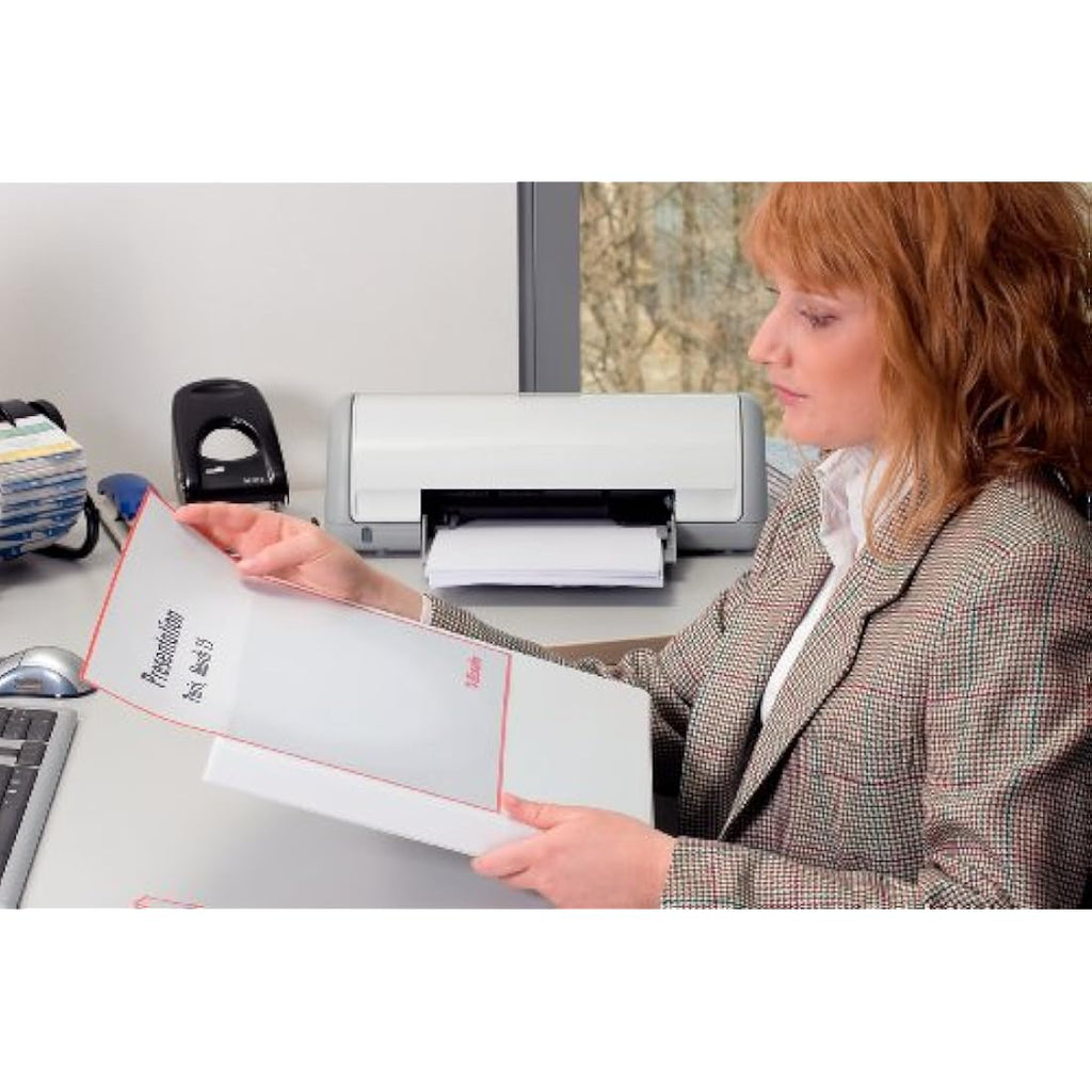 Esselte A4 Presentation Binder | White 4-D Ring Leather Style Cover