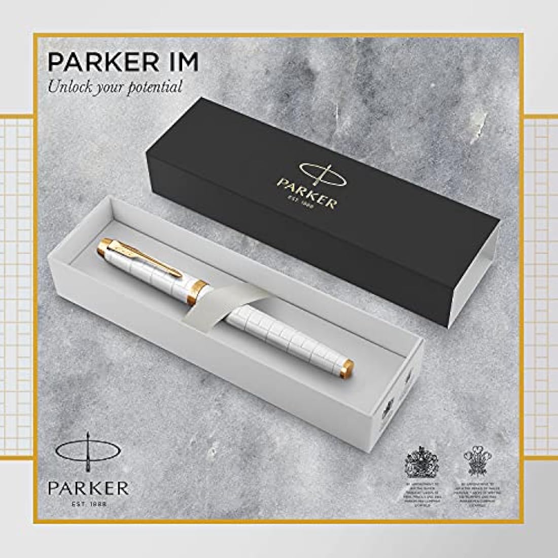 Parker IM Fountain Pen – Pearl Lacquer with Gold Trim, Fine Point