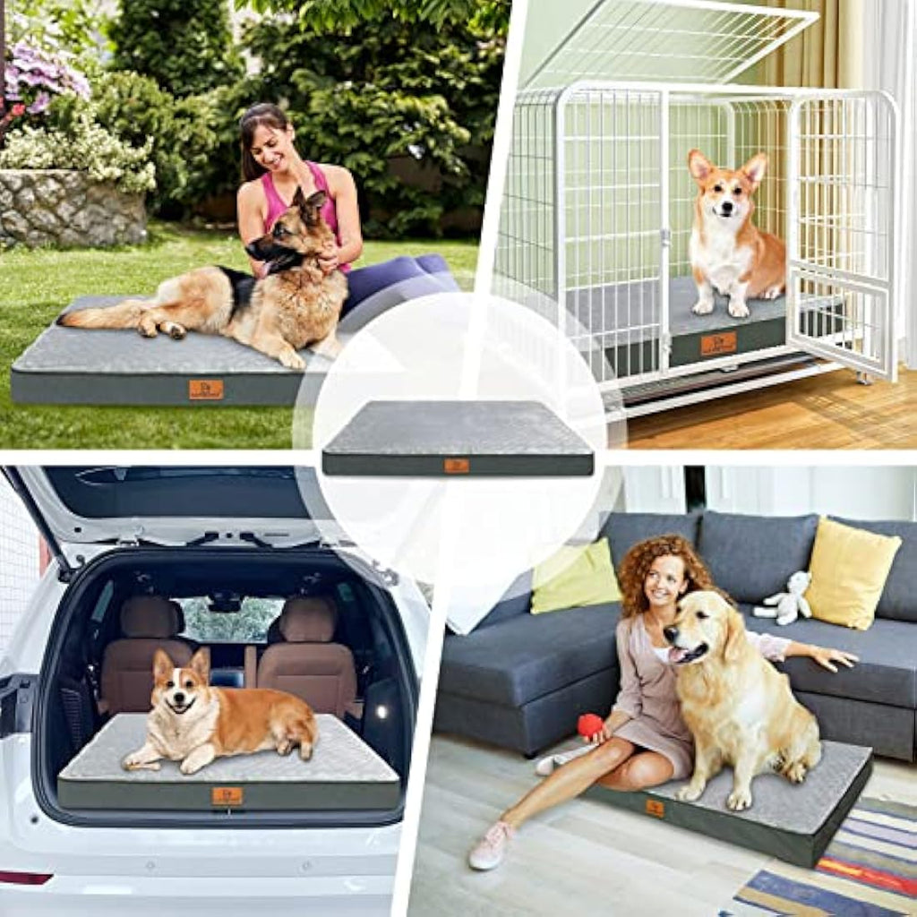 Gzvxuny Orthopedic Dog Bed – Waterproof Egg Crate Foam Pet Mat, Grey XL