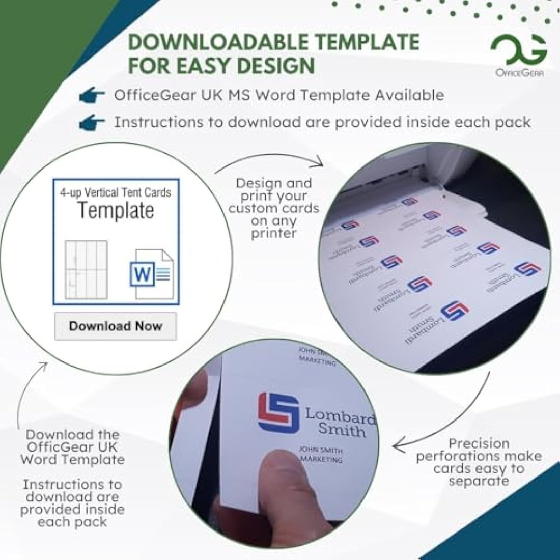 OfficeGear Printable Tent Cards - 1000 White Name Place Cards 170gsm