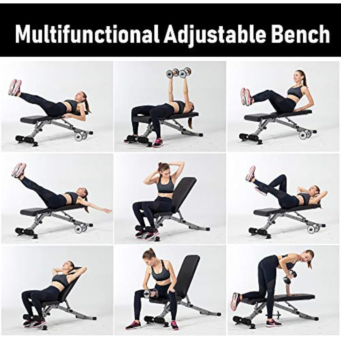 Leikefitness Adjustable Weight Bench | Foldable Heavy Duty Workout Bench