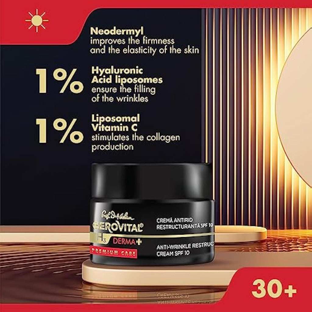 Gerovital H3 Derma+ Anti-Wrinkle Face Cream SPF 10 - Firming & Hydrating