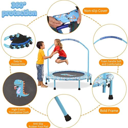 38" Kids Mini Trampoline | Foldable Rebounder with Handrail
