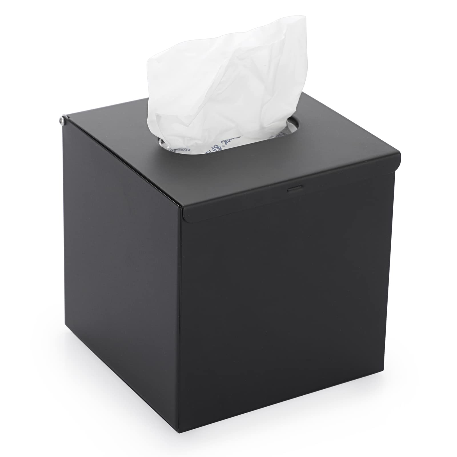 Square Tissue Box Cover – Black Stainless Steel Wall Mount
