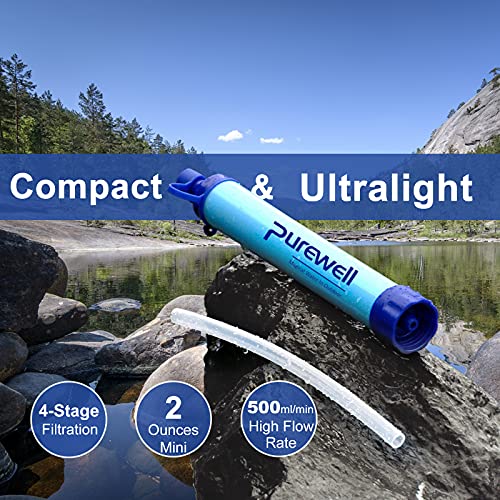 Purewell Portable Water Filter Straw – 0.01 Micron Survival Gear