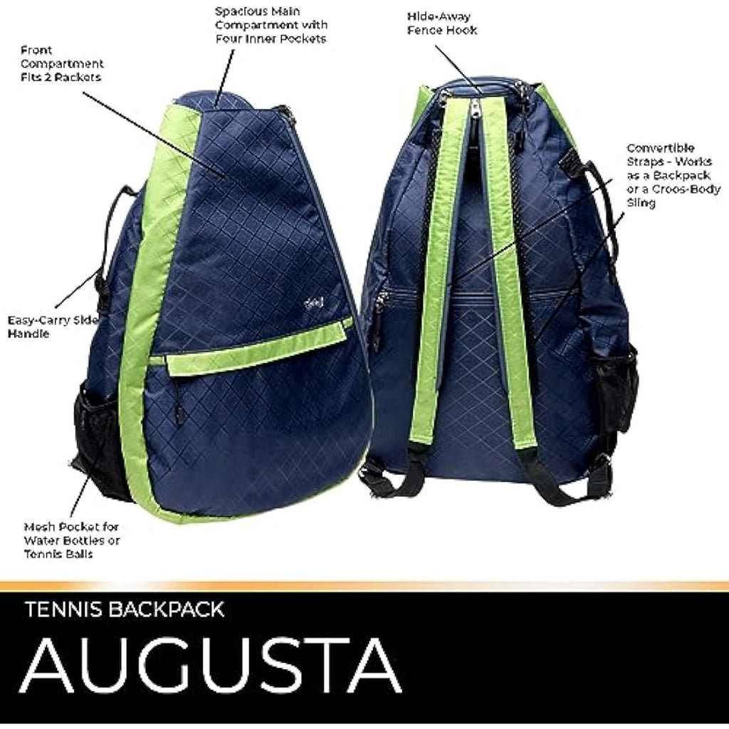 Glove It Women's Tennis Backpack | Lightweight Nylon 2-Racquet Sling Bag