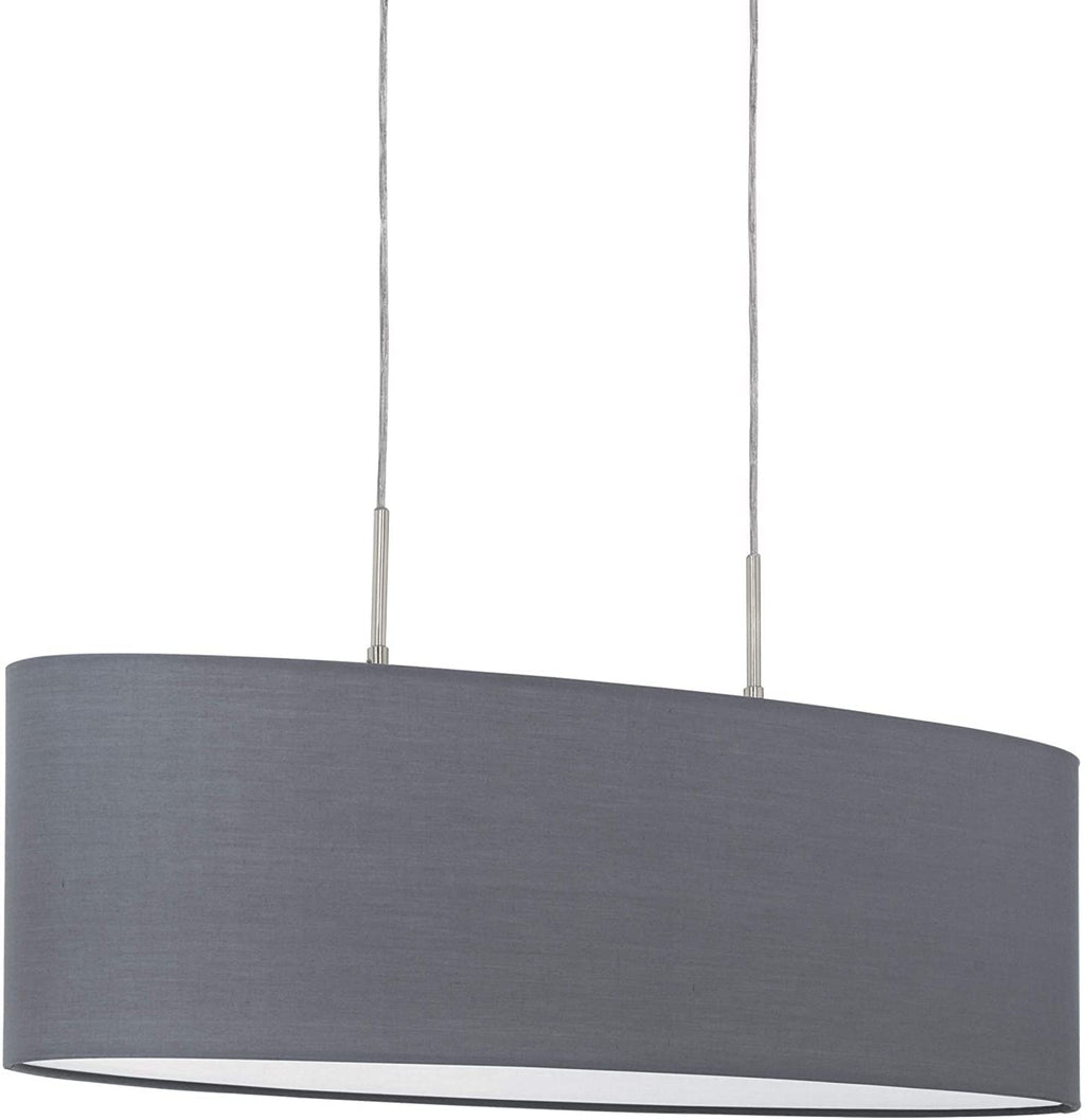 Eglo Pasteri Oval Fabric Pendant Light | Matt Nickel & Grey – 75cm