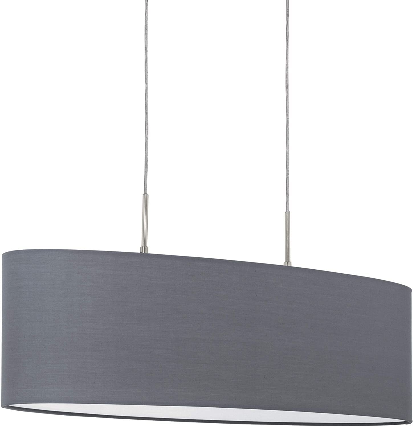 Eglo Pasteri Oval Fabric Pendant Light | Matt Nickel & Grey – 75cm