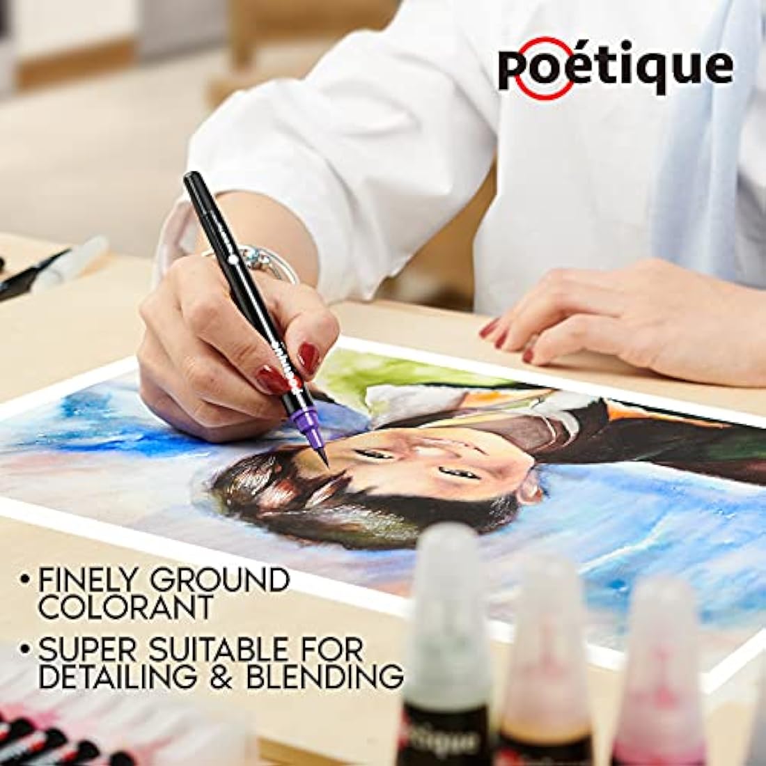 Poétique Refillable Watercolor Brush Pens - 96 Pack Artist Markers
