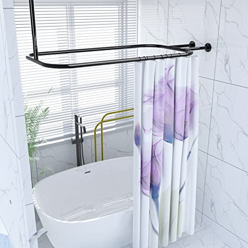 Sikaiqi Oval Shower Curtain Rod for Clawfoot Tubs | Aluminum Alloy - Black