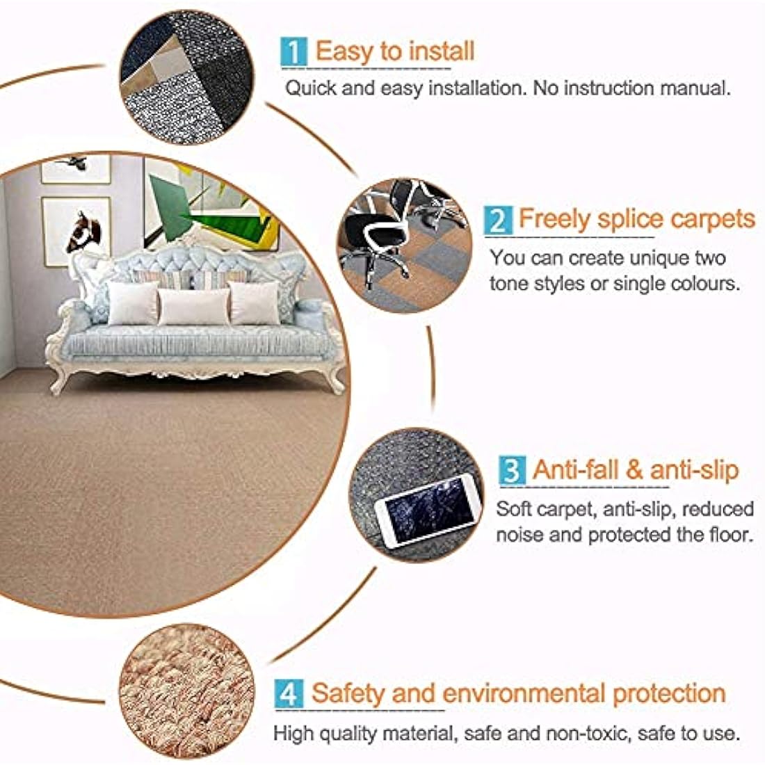 Heavy Duty Carpet Tiles – 12 Pack Mixed Colours (40x40cm)